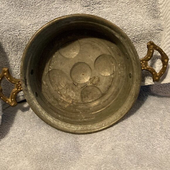 VTG 1930's Copper Escargot/Egg Poacher Pan with Brass Handles-France-6.5" D-GUC - Picture 4 of 9